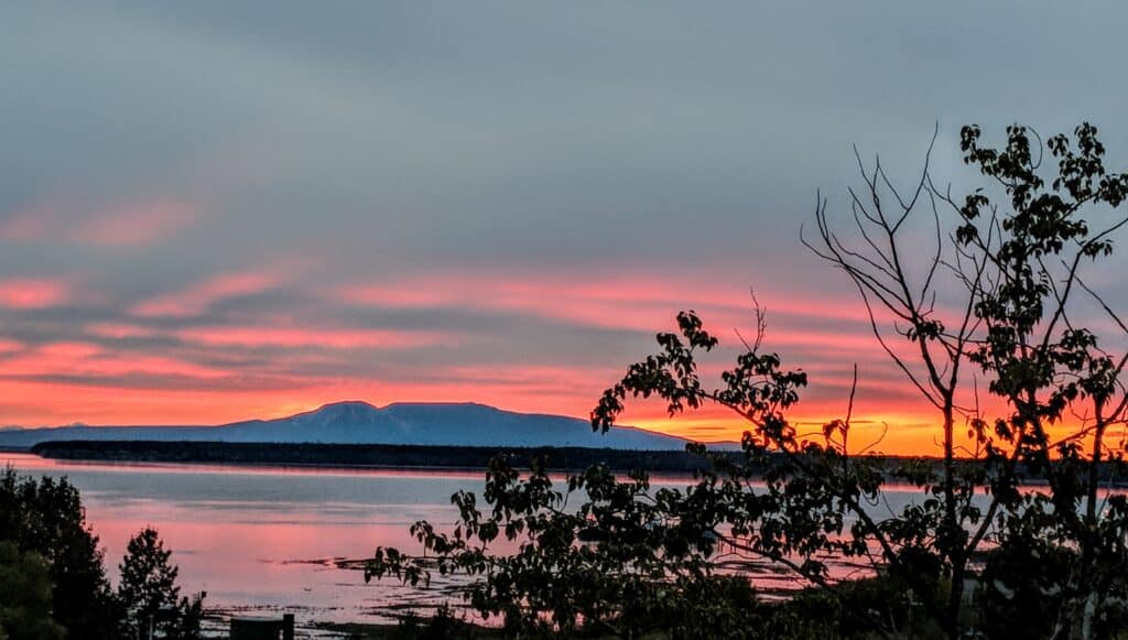 sleeping lady at sunset