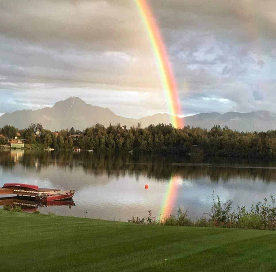 rainbow over finger lake wasilla alaska