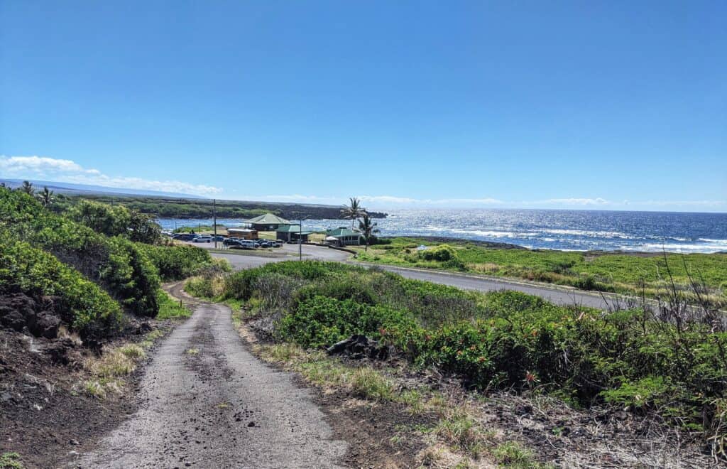 view of the south end parking lot from atop the hill