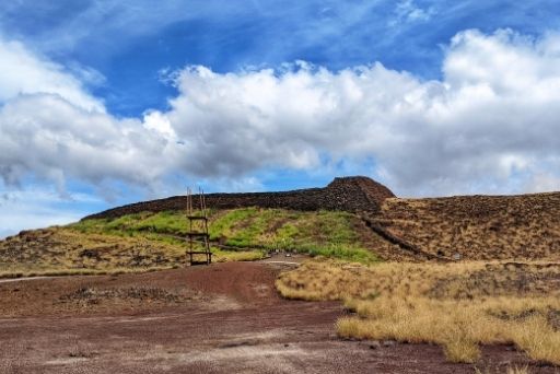 view looking up at Puʻukoholā heaiu