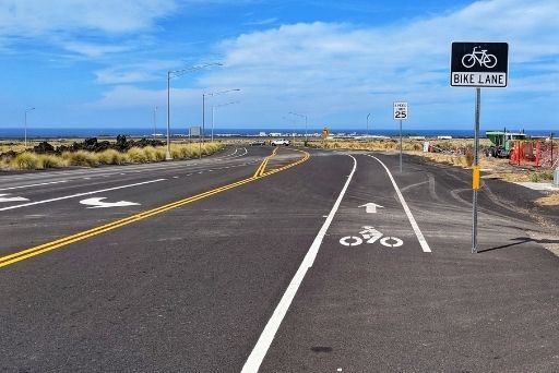 biking in kona roadsign