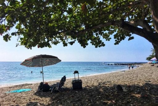 hookena beach park is a salt and pepper sand beach, the only sandy beach for things to do in captain cook hawaii