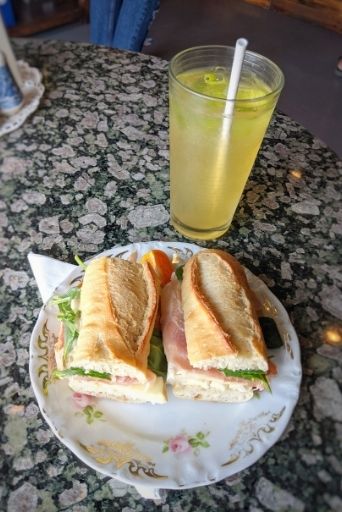 brie and apple baguette for lunch at tealicious kona