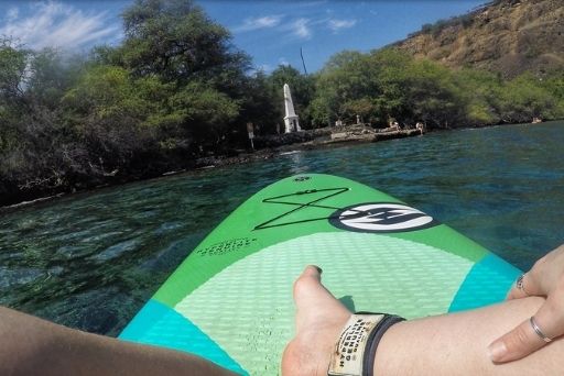 View of Captain Cook monument from my paddleboard
