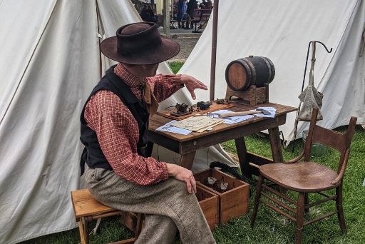 telegrapher giving a show and tell at civil war reenactment yakima