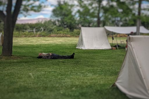 sleeping soldier at civil war reenactment yakima