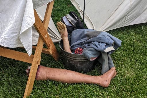 bucket of amputated limbs at civil war reenactment yakima