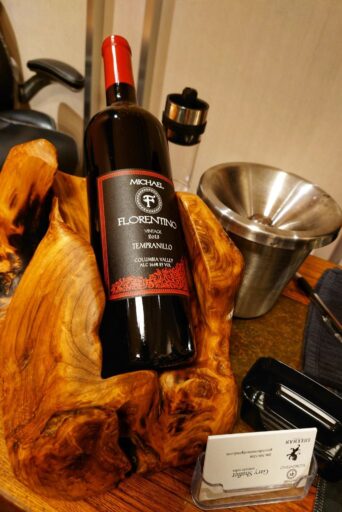 florentine wine in wooden holder