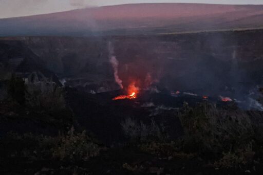 glow from lava inside kilauea crater