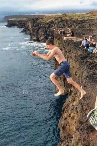 jumping south point cliff