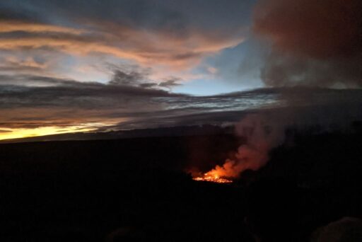 glowing lava at kilauea