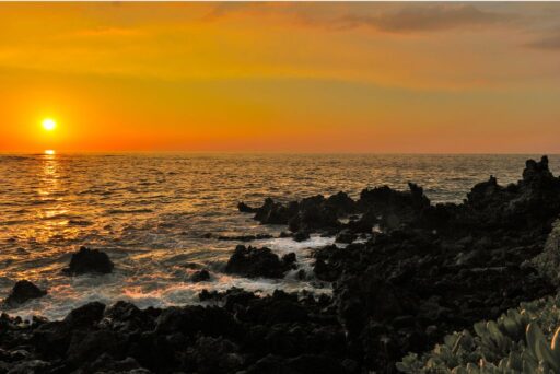 orange and yellow sunset in kona
