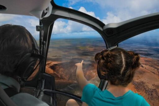helicopter tour over a volcano