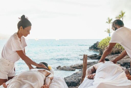couples massage by the ocean