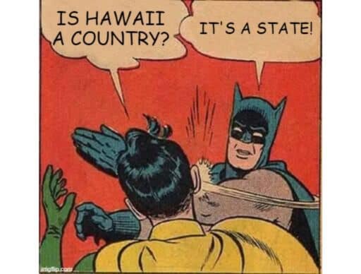 batman slap meme "is hawaii a country?" "its a state"