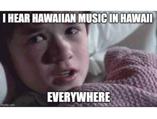 sixth sense meme "i hear hawaiian music in hawaii everywhere"