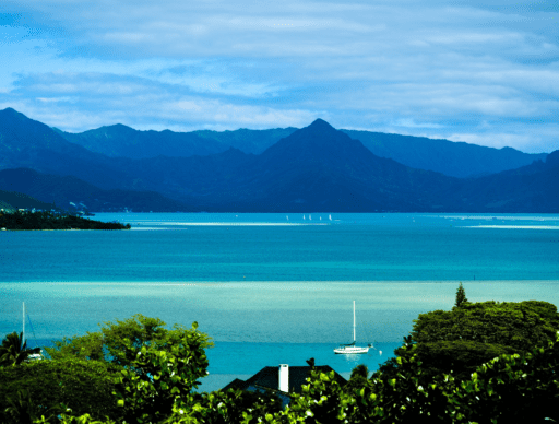 Kaneohe Bay with mountains in background