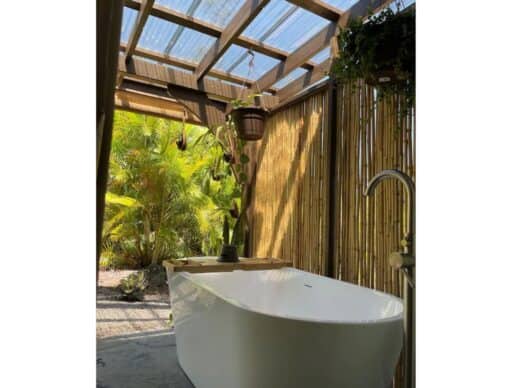 deep soaking tub outside