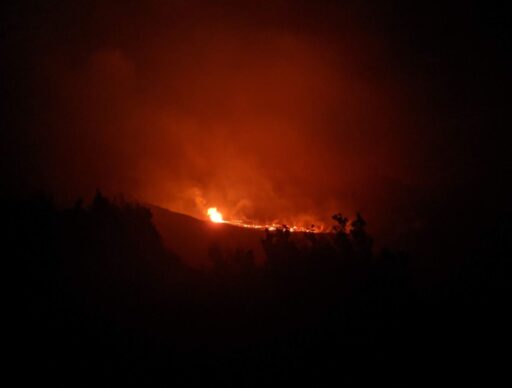 lava glowing in kilauea crater