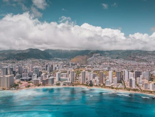 honolulu waikiki aerial skyline