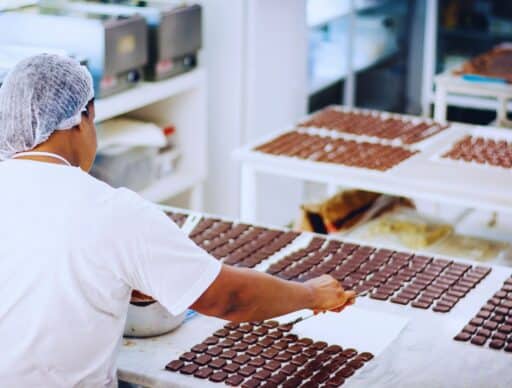 chocolate worker in chocolate factory