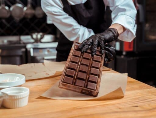 chocolate maker with a new large chocolate bar