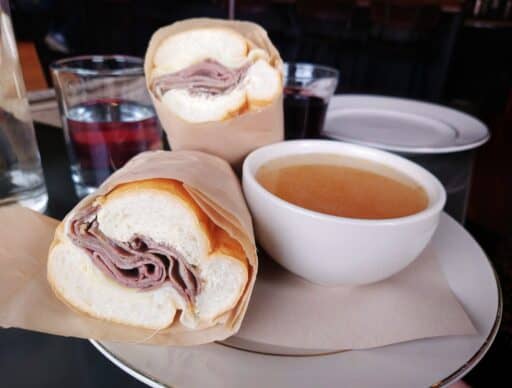 sandwich and bowl of bone broth from the ruby brink on vashon island