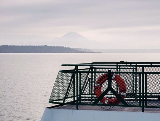view of mt rainier from the ferry