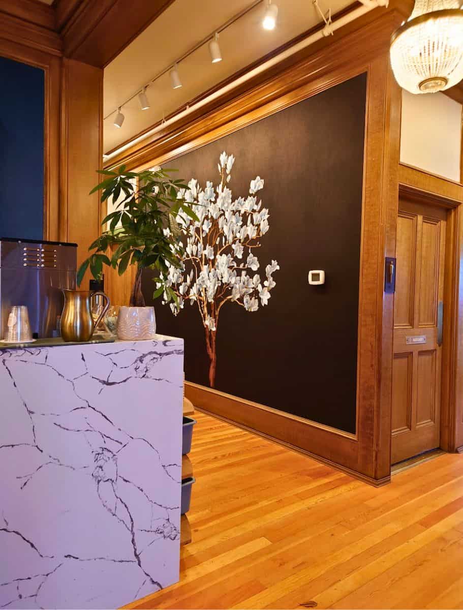 embroidered flower tree wallpaper