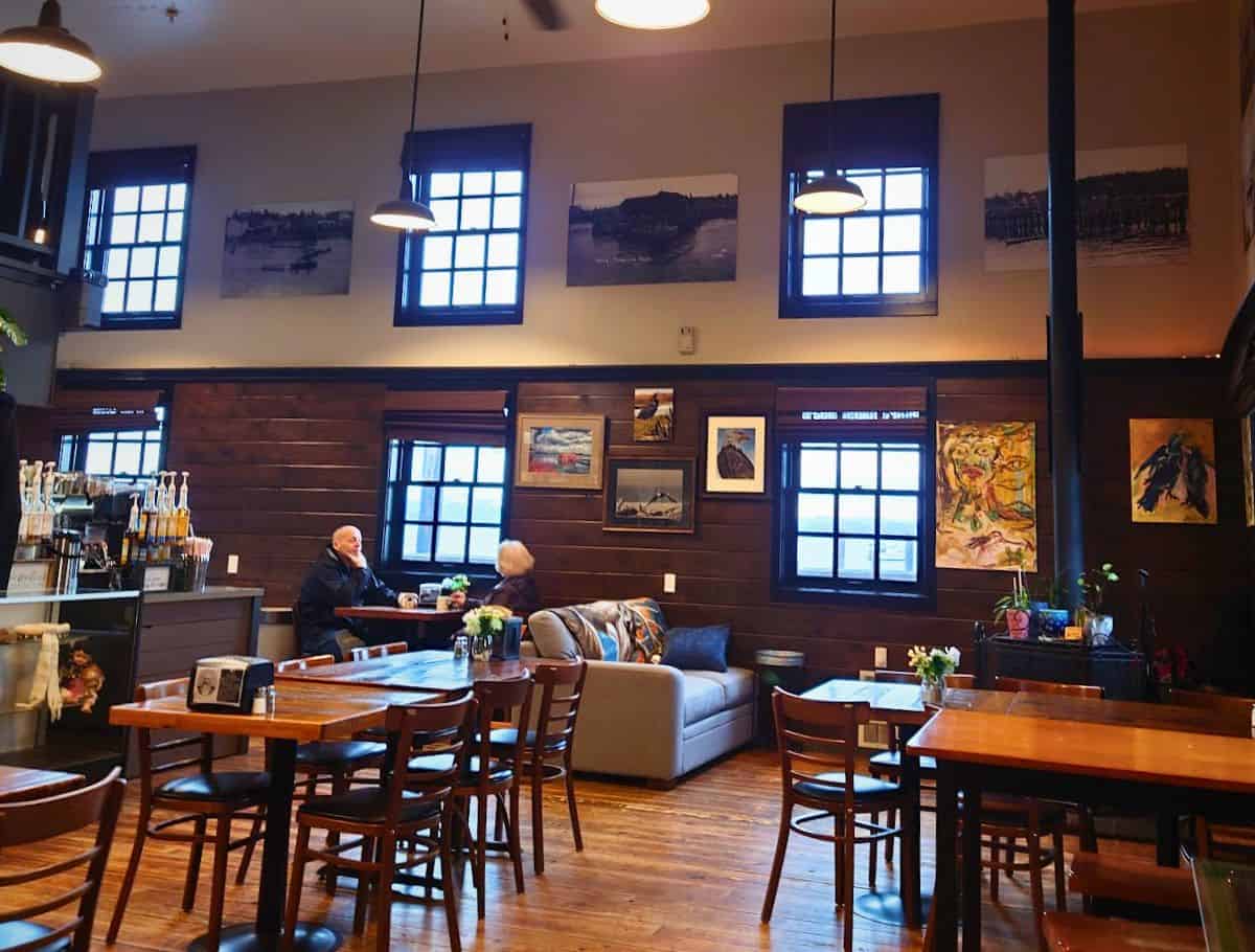 interior of beaver tales with wood floor, planked walls and cozy atmosphere