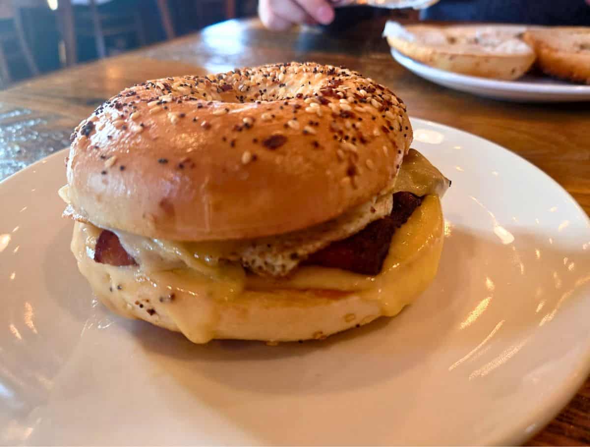 bagel breakfast sandwich from the cove