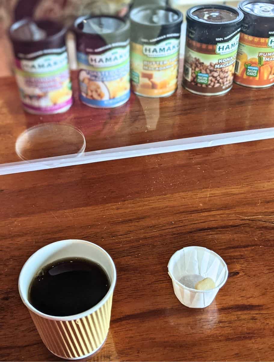Free samples of coffee and nuts at Hamakua Macadamia Nut Company