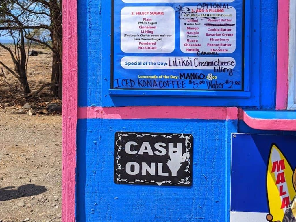 cash only from the food truck for malasadas big island