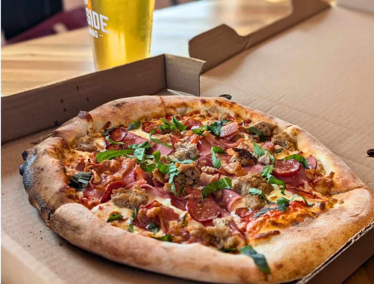 The Glen pizza from Stoked Bakehouse; all meat pizza